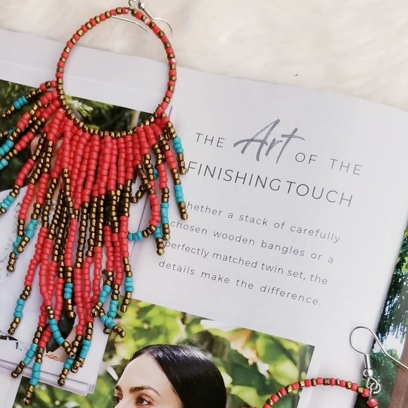 Bohemian Beads Tassel Earrings - Picture 10 of 14